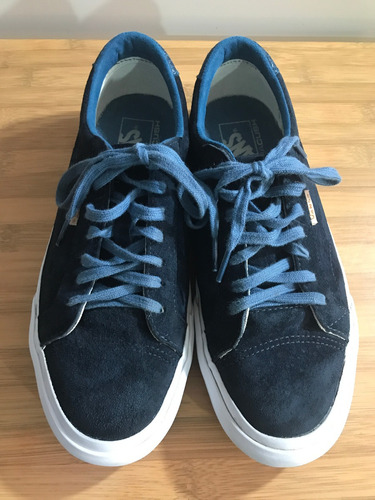 Tênis Vans New Nib Court Midnight Navy Blue Azul Suede Couro
