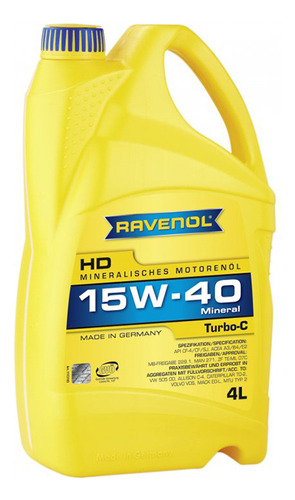 Aceite Ravenol 15w40 4litros. Mineral Turbo-c Hd-c Sl