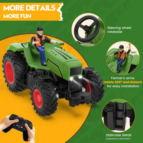 Tractor A Control Remoto Rc De Juguete Granja 124 Para Niños Color Personaje