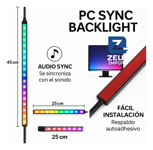 Cinta Tira Luz Led Para Pc Sync Backlight