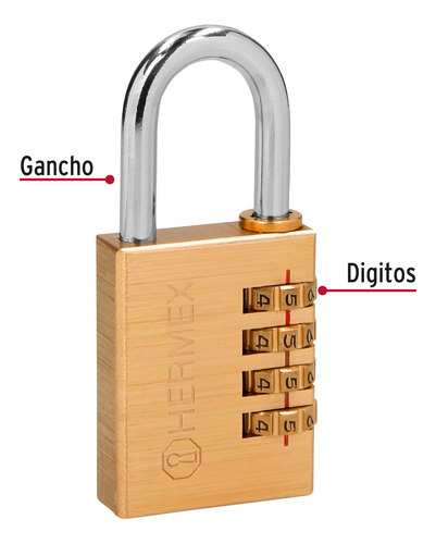 Candado De Combinación 40 Mm Cuerpo De Latón En Blíster