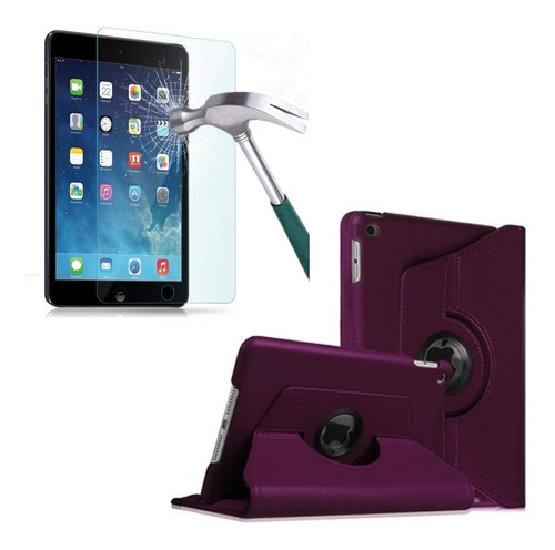 Funda De Cuero + Mica De Vidrio Para iPad Mini 1 A1432 A1454