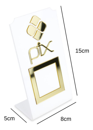 Placa Pix Qr Code Acrílico Branco Prata Para Pagamento