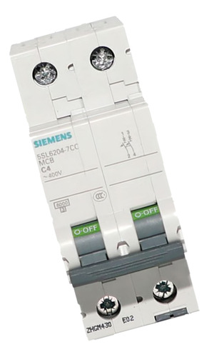 Interruptor Termomag 2p 4a 400v Siemens 5sl6204-7cc Color Negro Corriente Nominal 4 A