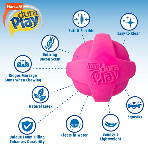 Pelota Para Mascota Hartz Duraplay, Talla S, Color Aleatorio
