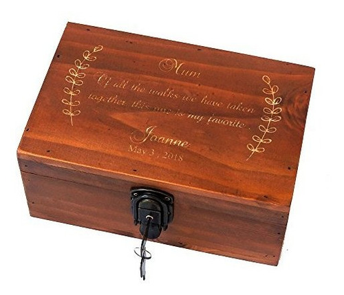 Joyero - Awerise Personalized Wooden Keepsake Box W-lock Key