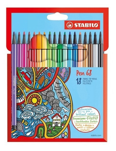 Marcador Stabilo Pen 68 Set 18 Colores