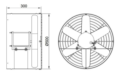 Exaustor Axial Eq500 T4 Em Aço Inox Motor Com Proteção Ip 54