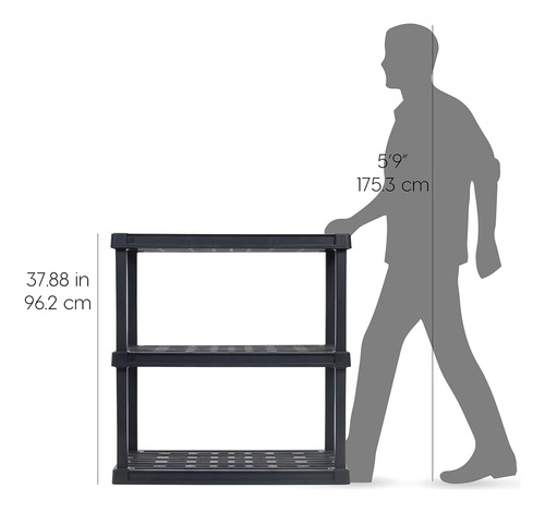 Usa 3-tier Shelving Unit, 96.5cm Fixed Height, Large St...