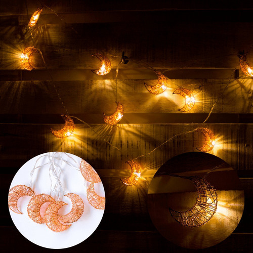 Imagen 2 de 4 de Guirnalda De Luces Luna Tipo Ratan De Cobre Deco Eventos