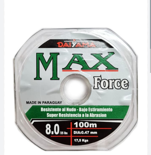 Nylon Daiyama Max Force X 100 Mts.  0,23mm/5,6kg. Pesca