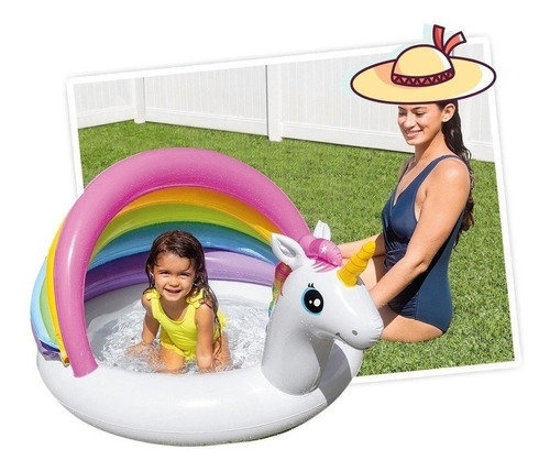 Pileta Inflable Unicornio 127x102x69cm 45l Vinilo Intex Cuot