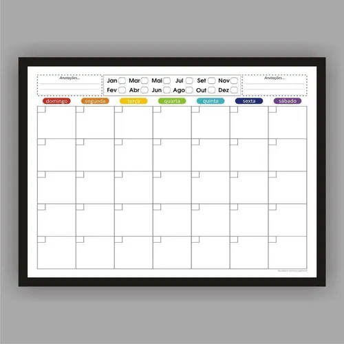Quadro Planejamento Mensal Planner Com Moldura 04