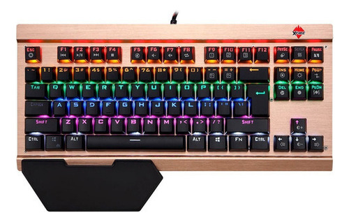 Teclado Gamer Tecdrive Xfire Gold Panther Rgb Switch Blue Cor de teclado Preto Idioma Inglês US