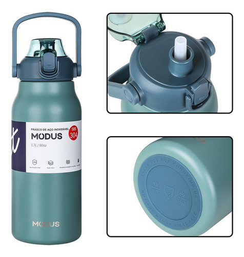 Garrafa Térmica Isolada A Vácuo De Aço Inoxidável 316 1700ml