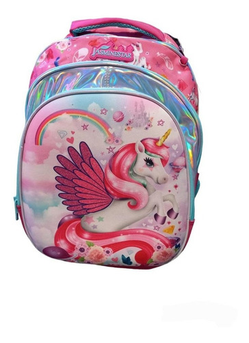 Mochila 17 PuLG Colegio Unicornio Rosa + Cartuchera 1036u