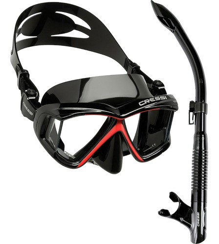 Kit De Mergulho Cressi Máscara Pano 4 Snorkel Tao Cor Preto/vermelho