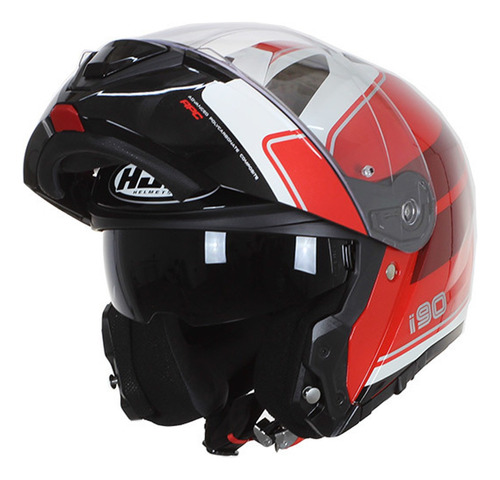 Capacete Articulado Oculos Solar Hjc I90 Wasco Vermelho