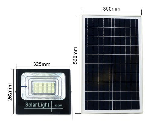 Imagen 3 de 10 de Reflector Led 100w Solar Recargable + Panel + Control