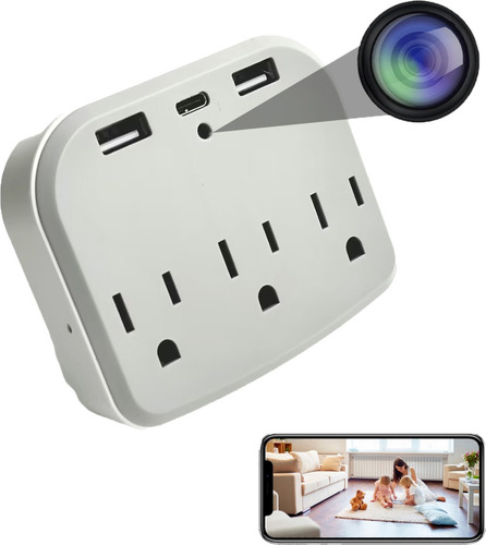 Cámara De Seguridad Oculta 4k, Toma De Corriente Portátil, C