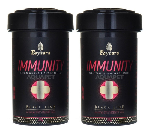 Kit 2 Unidades Ração P/peixe Immunity Black Line 35g Poytara