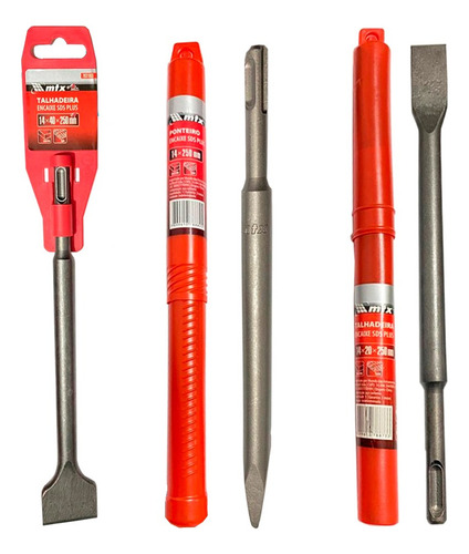 Kit Ponteira E Talhadeiras Para Martelete Sds Plus 3 Peças