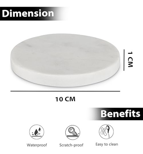 Posavasos Redondos De Mármol Blanco, Set De 4 Posavasos Para