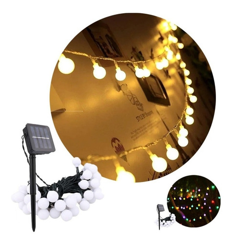 Guirnalda Luces Exterior 30 Led Solares 6,2m Bolitas Navidad