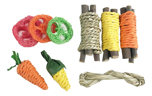 9x Hámster Juguetes Para Masticar Conejo, Rama De Árbol,
