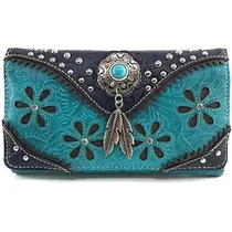 Comprar Justin West Turquoise Stone Concho Feathers Western Pfvze