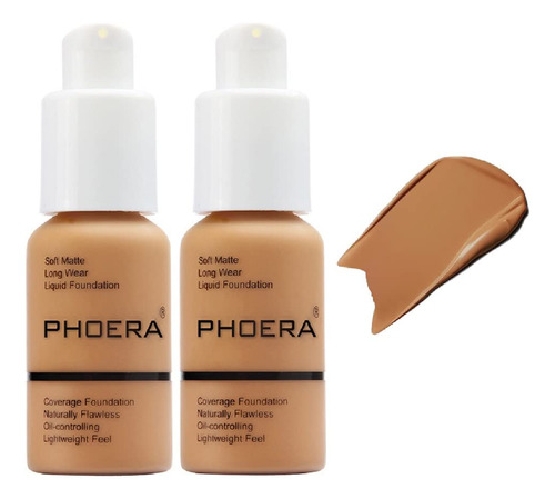 Maquillaje Phoera 106 Warm Sun, Cobertura Total, 30 Ml, 2 Un