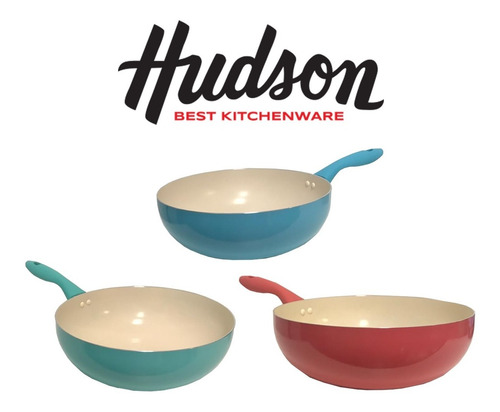 Wok 28cm Antiadherente Ceramico Color Pastel Hudson Silmar