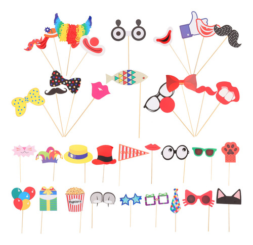 36 Piezas De Accesorios Adjuntos Para Fotomatón Para Bodas,