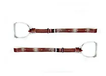 Comprar Par Estribos Aço Inox Loros Marrom Couro  Montaria Cavalo