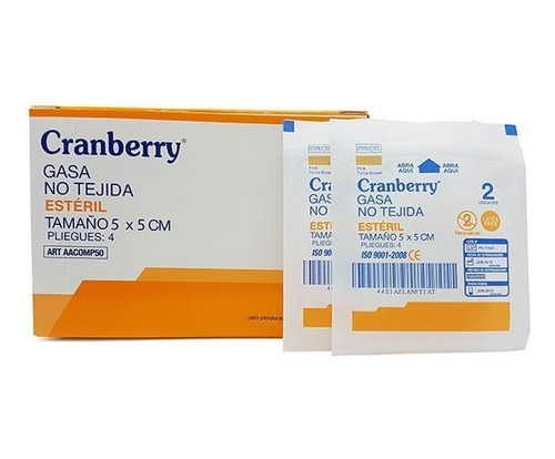 Gasa No Tejida Estéril 5x5- Caja 50 Unidades  Cranberry