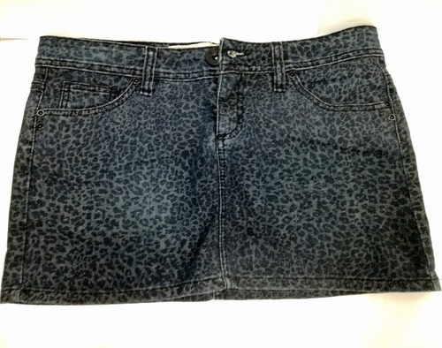 Mini Falda Jeans Mezclilla Animal Print Negro Talla 40 