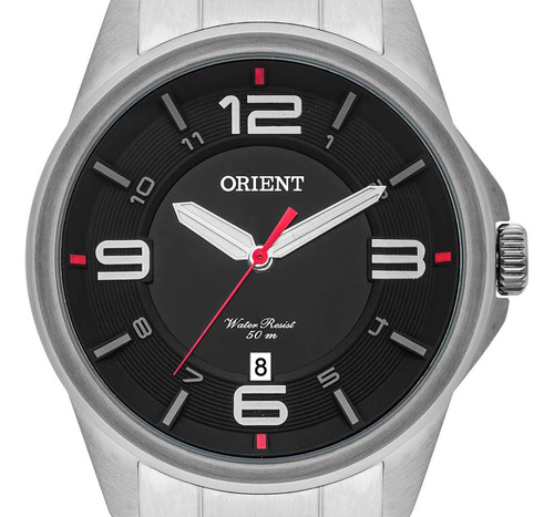 Relógio Orient Masculino Sport Prata Com Calendário Mbss1288 Cor da correia Prateado Cor do bisel Prateado Cor do fundo Preto
