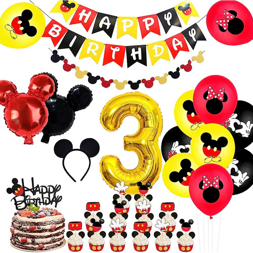 Mickey 3rd Birthday Party Supplies, Mickey 3 Years Old Decor