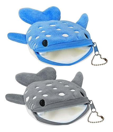 2 Piezas Cartera De Tiburón Ballena Wow Plush Con Hebilla