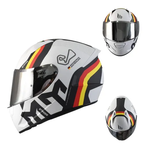 Casco Para Moto Mt Helmets Stinger Flag Alemania Blanco