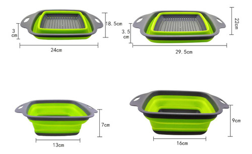 Juego De 2 Coladores Plegables Cuadrados De Silicona Aptos P