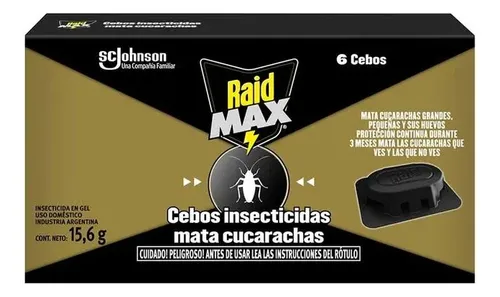 Cebos Mata Cucarachas Raid Max 24 Hs X 3 Meses
