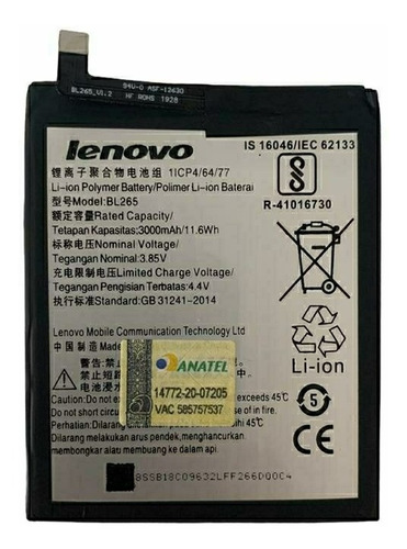 Bateira Lenovo Moto M Xt1662 Bl265 Original Nova
