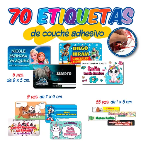 Etiquetas personalizadas escolares