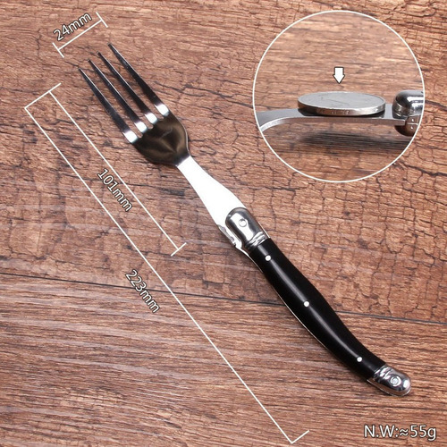 / Tenedor For Carne Estilo Negro De 8 De Acero Inoxidable