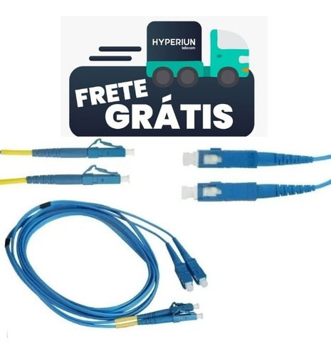 Kit 10 Peças - Cordão Óptico Duplex Mono Lc/sc Upc 2,50mt