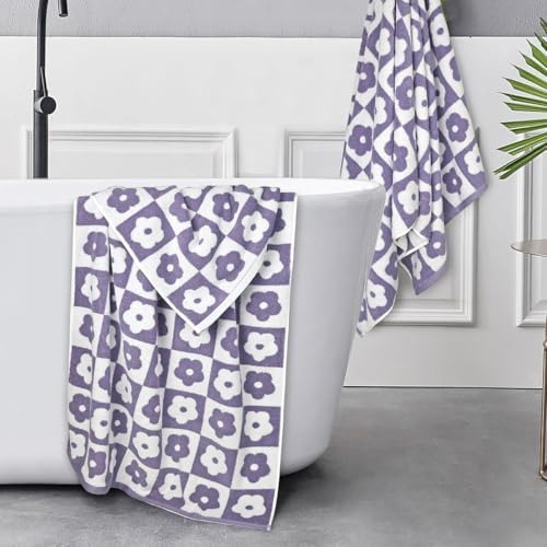 Juego De 2 Toallas De Baño Algodón Lila 70 X 140 Cm