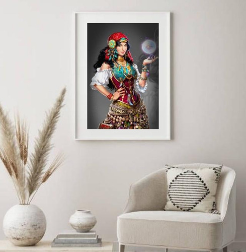 Cuadro decorativo de vidente gitano, 60 x 48 cm