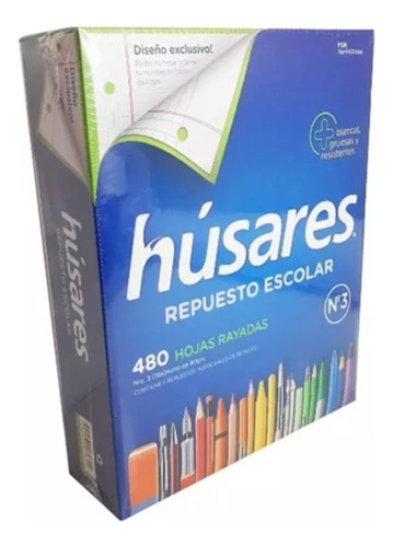 Repuesto Hojas Escolar Husares X480 Rayado Nº3