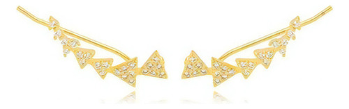 Brinco Ear Cuff Cravejado A Ouro 18k